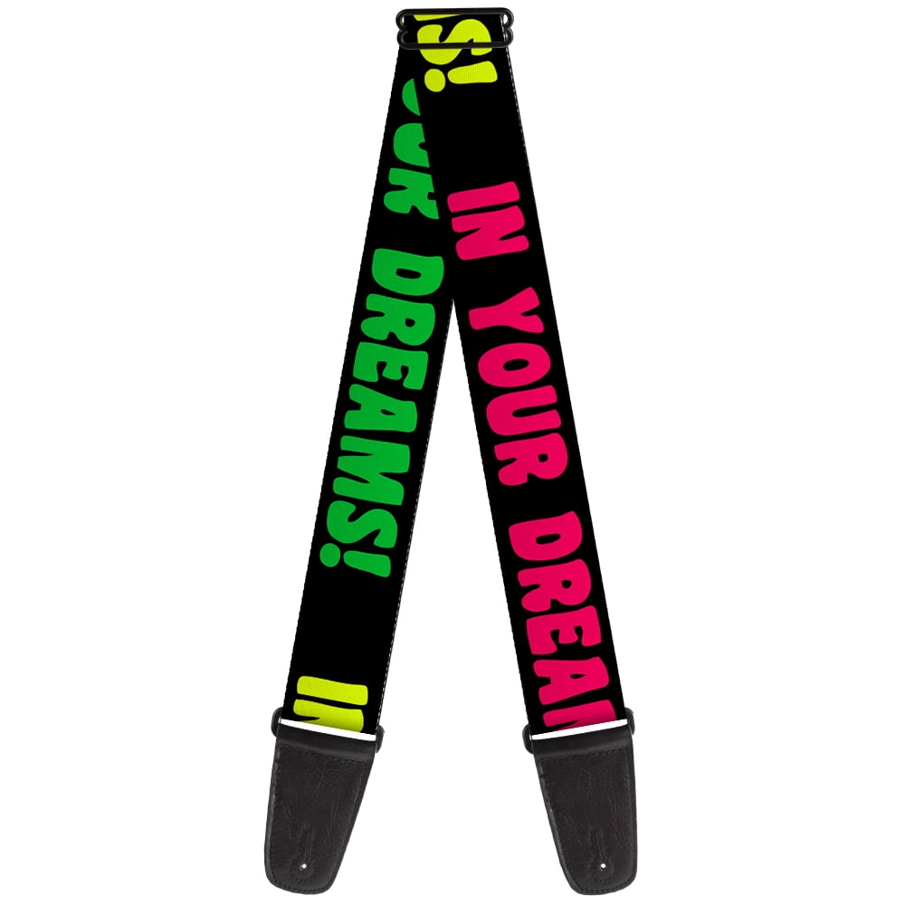 Buckle-Down Guitar Strap, In Your Dreams Black Pink Green Yellow, 2 Inches Wide