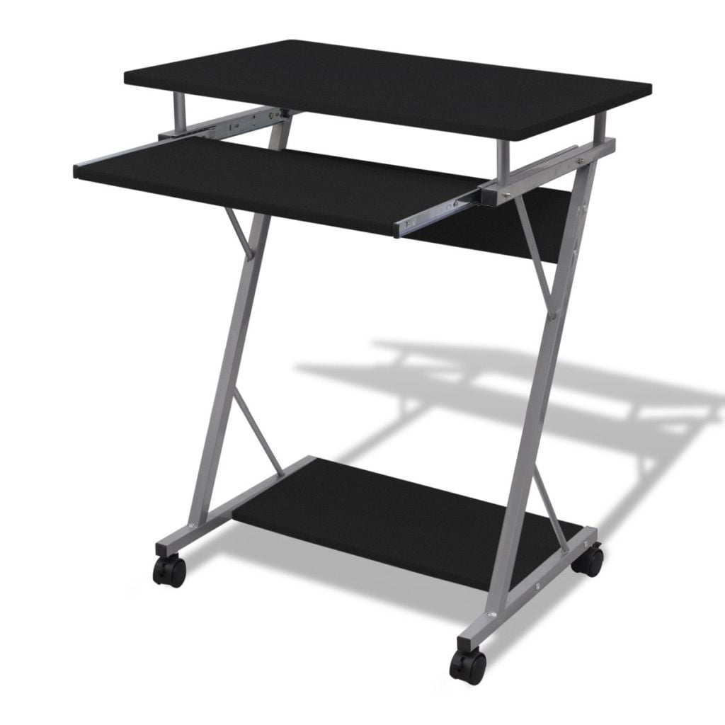 vidaXL Computer Desk Pull Out Tray Black Furniture Office Student Table