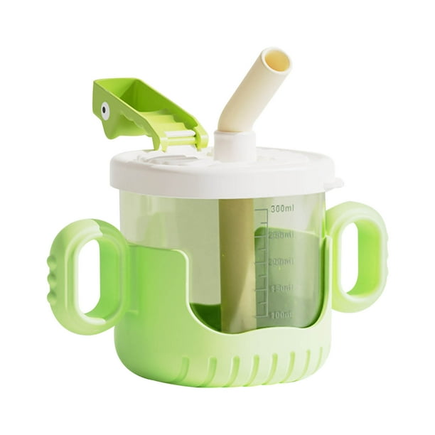 Fiudx Vaso con Pajita con Peso, Tapa Abatible Antigoteo, Boquilla de Gel de Sílice Suave, Mango Antideslizante para Un Agarre Fácil, Escala de Medición Precisa, Bebida Segura para Niños Pequeños, Tam