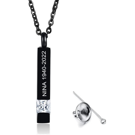MZZJ Quality 10 Pack-Customize Cremation Neckalce Stainless Steel 3D 4 Sided Cuboid Tube CZ Keepsake Memorial Locket Keepsake Necklace for Ash Holder,Loss of Pet Sympathy Gift,Free Fill Kit[y766]