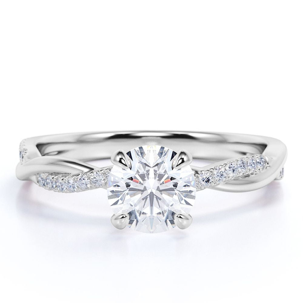 1.25 Ct Round Diamond Engagement Wedding Ring Solitaire Cathedral 14K White Gold 
