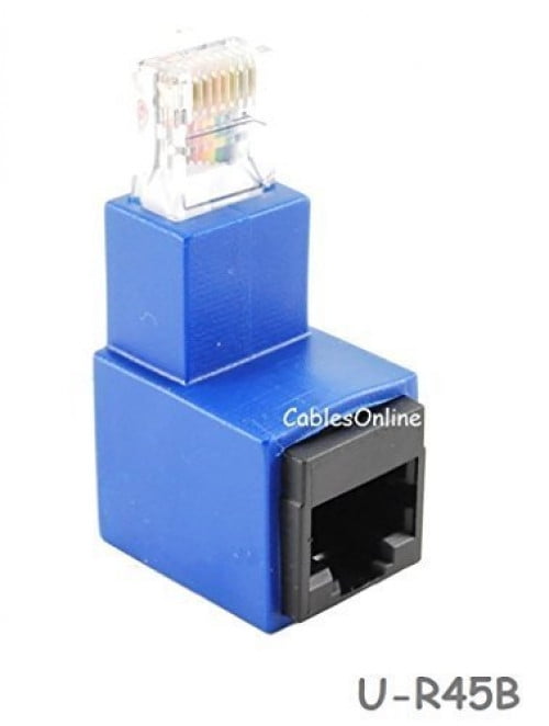 Cat5e/Cat6 RJ45 Male/Female Right Angle Adapter