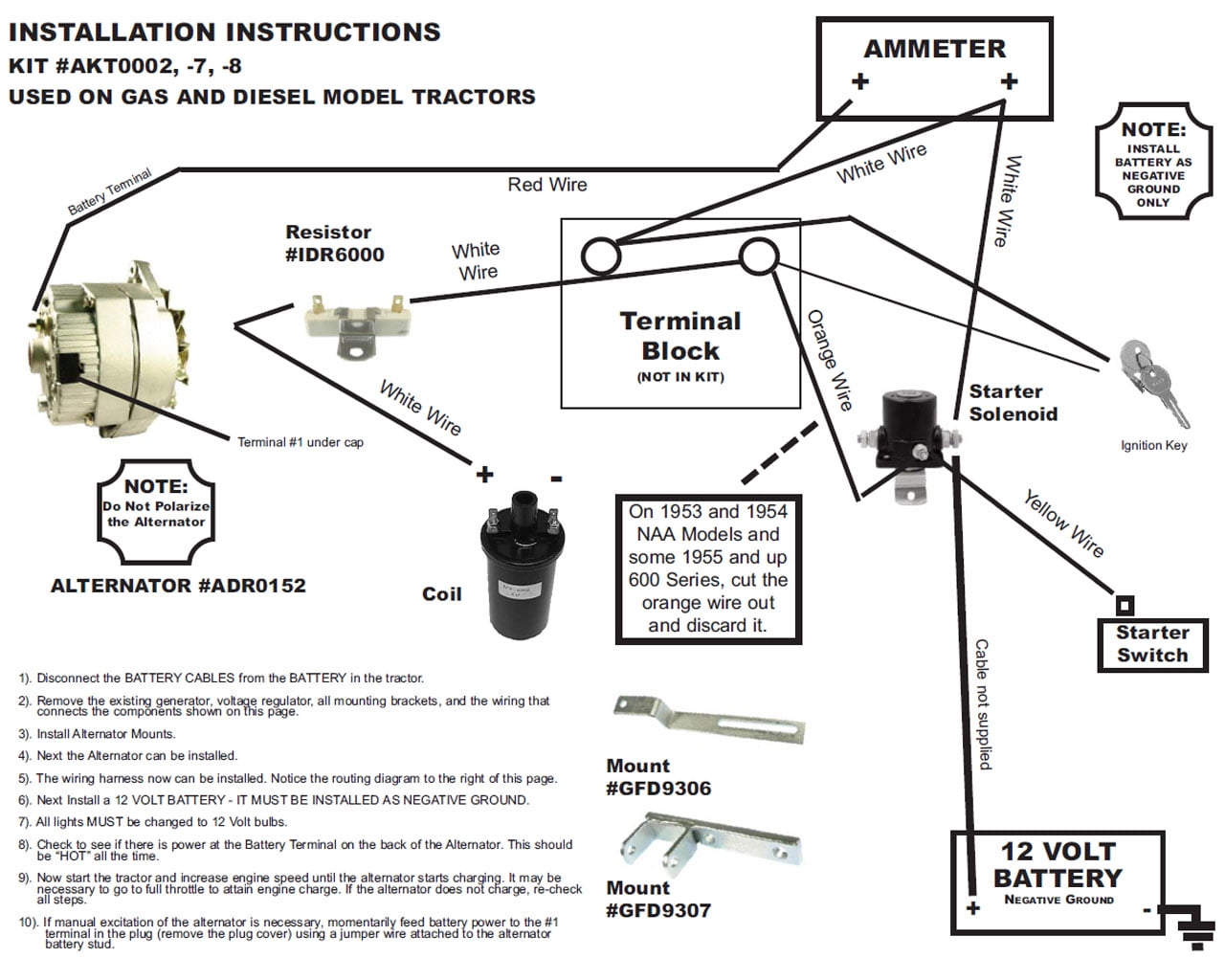 DB Electrical AKT0007 New Ford Naa Tractor Alternator For Generator  Conversion, Ford Tractor Jubilee Naa - Walmart.com