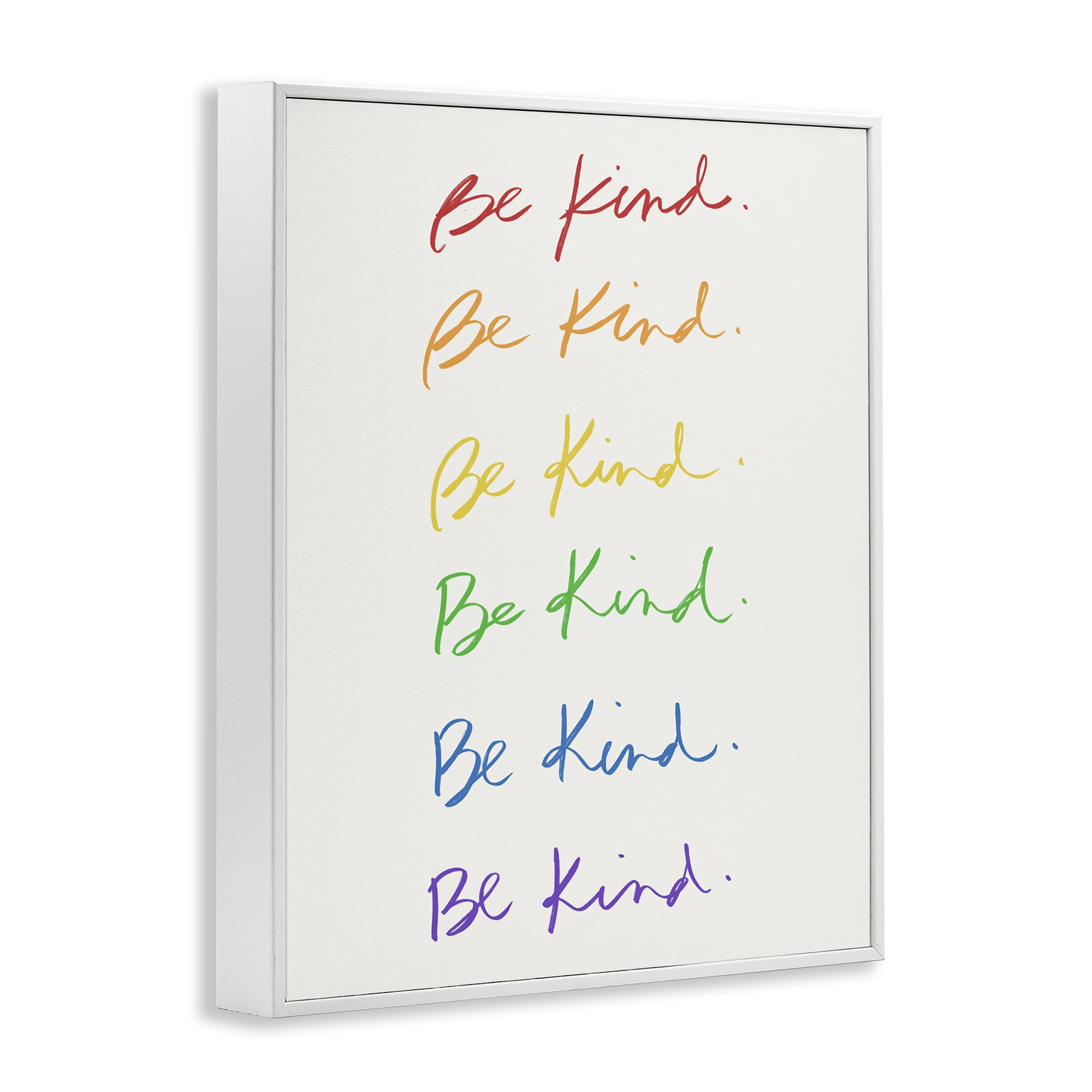 Stupell Industries Rainbow Be Kind Typography Painting White Framed Art Print Wall Art, 24 x 30