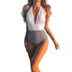 thumbnail image 1 of Traje De BañO Para Mujer Color Block Tie Up V-Cuello Halter Traje De BañO Con Almohadilla En El Pecho XBTCLXEBCO Blanco；S, 1 of 2