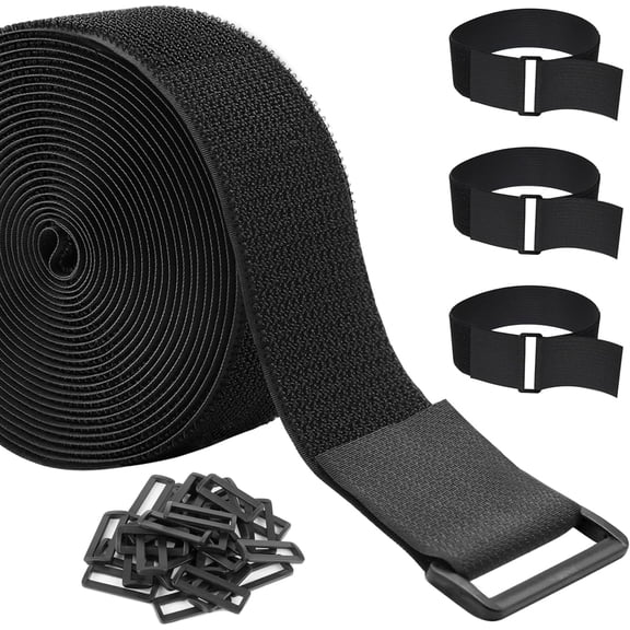 Tape with 15 Buckles - Adjustable ,Hook and Loop Straps, Self-Gripping, Cut to Length, Heavy Duty, Quick Wrap Cable Straps, Hook & Loop Roll for Bundling Fastening Storage and Organization, 5cm x 5m