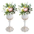 thumbnail image 3 of Miumaeov 2pcs 9.4" Metal Trumpet Vase, Wedding Decor Vase, Flower Decor Vase Plant Holder for Wedding, Party, Reception Ceremony Decor (White), 3 of 9