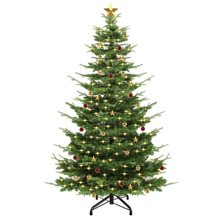 ERTWER 7.5ft Green Pre-Lit Artificial Aspen Fir Artificial Christmas Tree w/ 700 Lights