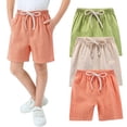 thumbnail image 2 of KAUOD Kids Casual Shorts 3 Pack Boys Girls Soft Elastic Waist Beach Bermuda Shorts Summer Solid Comfy Midi Pants, 2 of 4