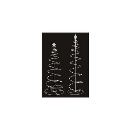 Set Of 2 Multi Color Led Lighted Spiral Christmas Trees Outdoor