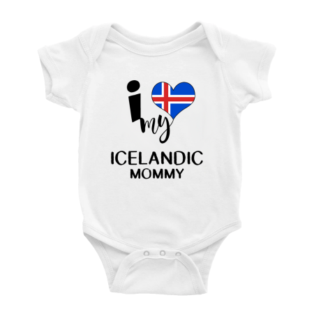 

I Heart My Icelandic Mommy Iceland Love Flag Infant Romper Baby Bodysuit (White 6-12 Months)