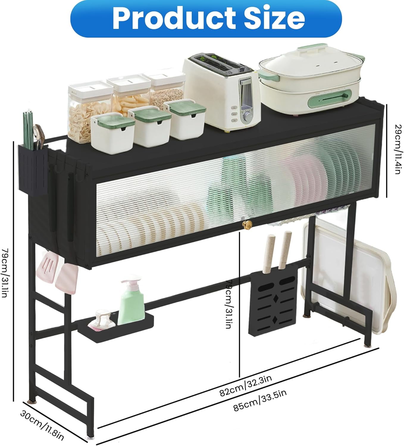 Dish Drying Rack, 3-Tier Over Sink Dish Drying Rack, 33.5" Over Sink Dish Rack for Small Kitchen, Black
