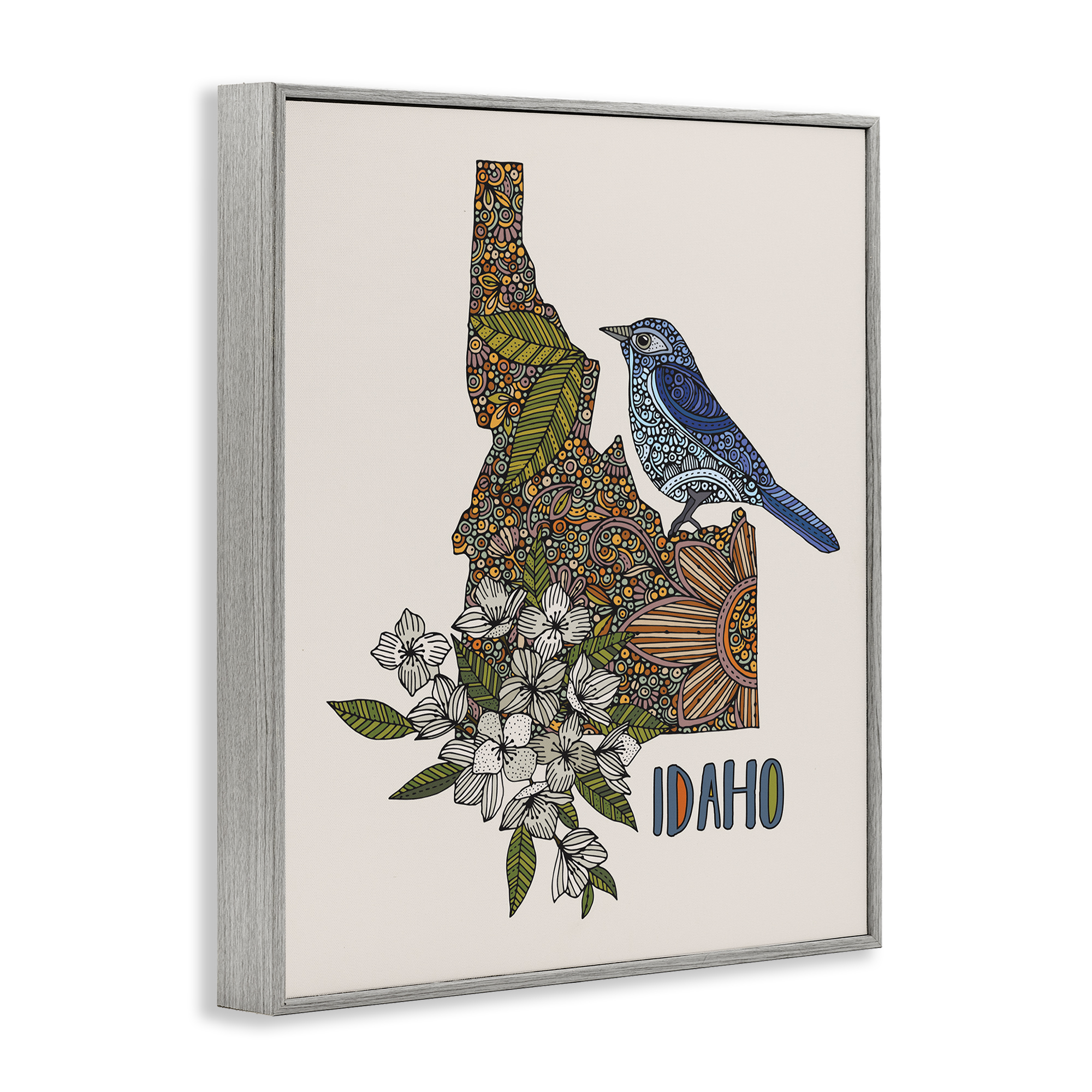 Stupell Industries Floral Idaho State Botanical & Floral Painting Gray Framed Art Print Wall Art, 11 x 14