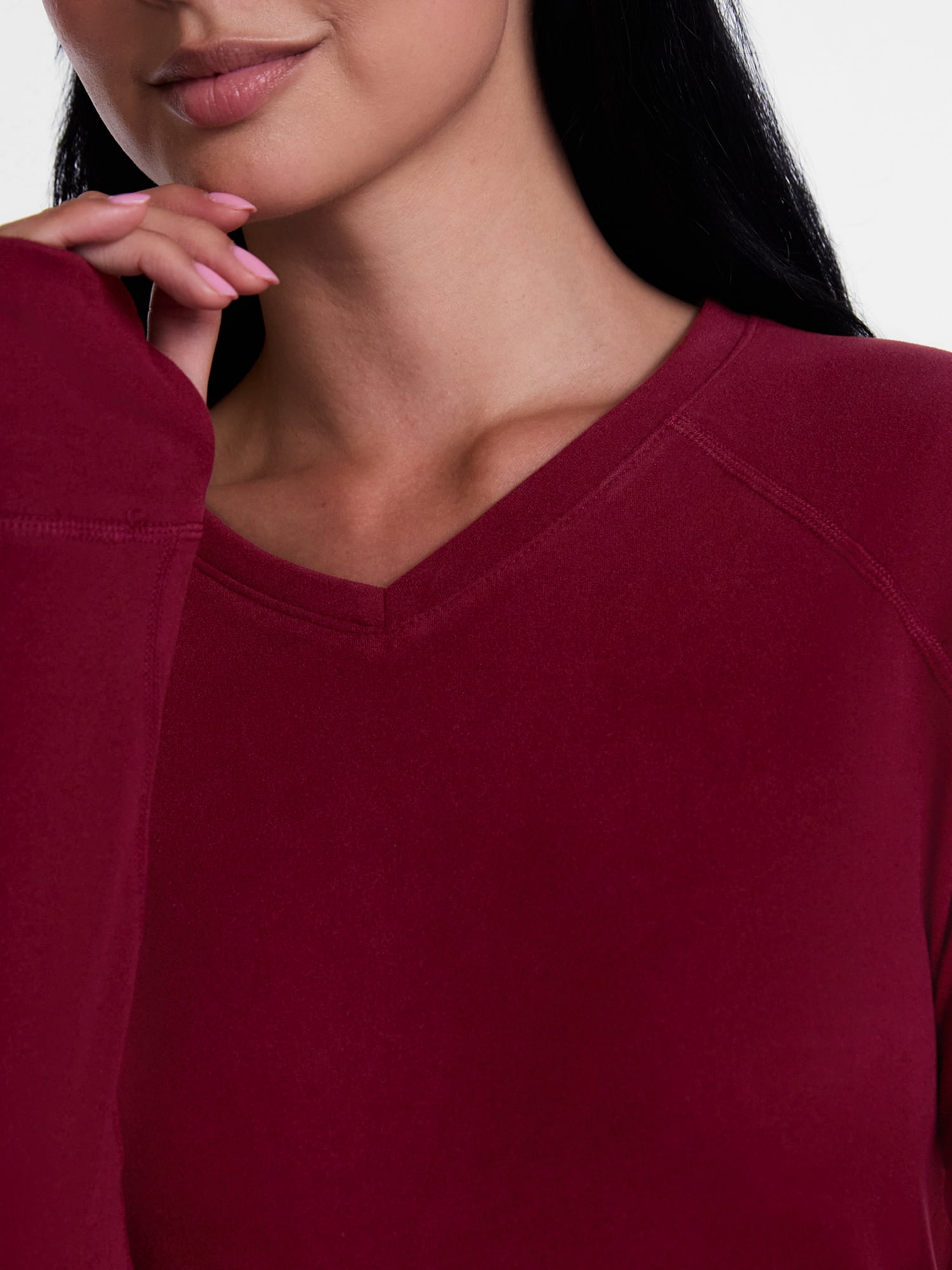 ClimateRight by Cuddl Duds Women’s Warmest Therma Suede Long Sleeve V Neck Thermal Base Layer Top, Sizes XS to 4X