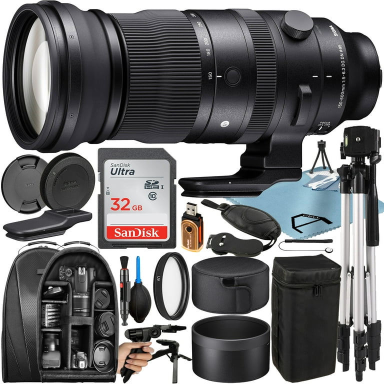Sigma 150-600mm Lens f/5-6.3 for Sony E with SanDisk 32GB + Tripod