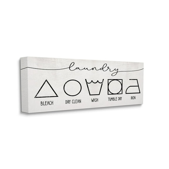 Stupell Industries Simple Rustic Laundry Symbol Guide Clean Home Canvas Wall Art, 10 x 24, Design by Daphne Polselli