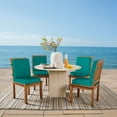 thumbnail image 6 of ARDEN Foam Outdoor Double Welted Dining Chair Cushion, 20 x 20, made with ProFoam, Rain-proof, Fade Resistant, Heathered Teal Woven Solid, 6 of 9