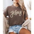 thumbnail image 3 of Jesus Shirt for Women - Pearl Script Christian Faith Graphic Tee Espresso Shirt Adult Large, 3 of 7