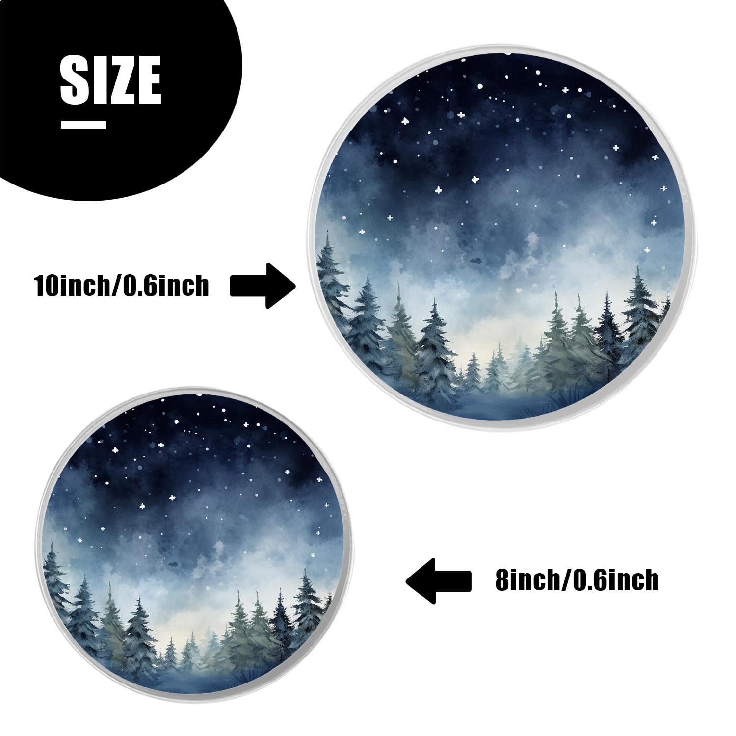 Stove Burner Covers 4 Pcs for ,Winter Pine Trees and Snowfall creative, Round Gas Stove Burner Cover 8Inch And 10Inch
