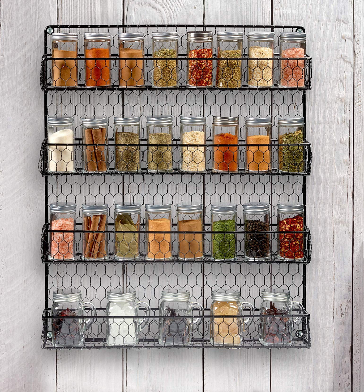 K Cliffs Metal Spice Rack Wall Mount 4 Tier Organizer Pantry