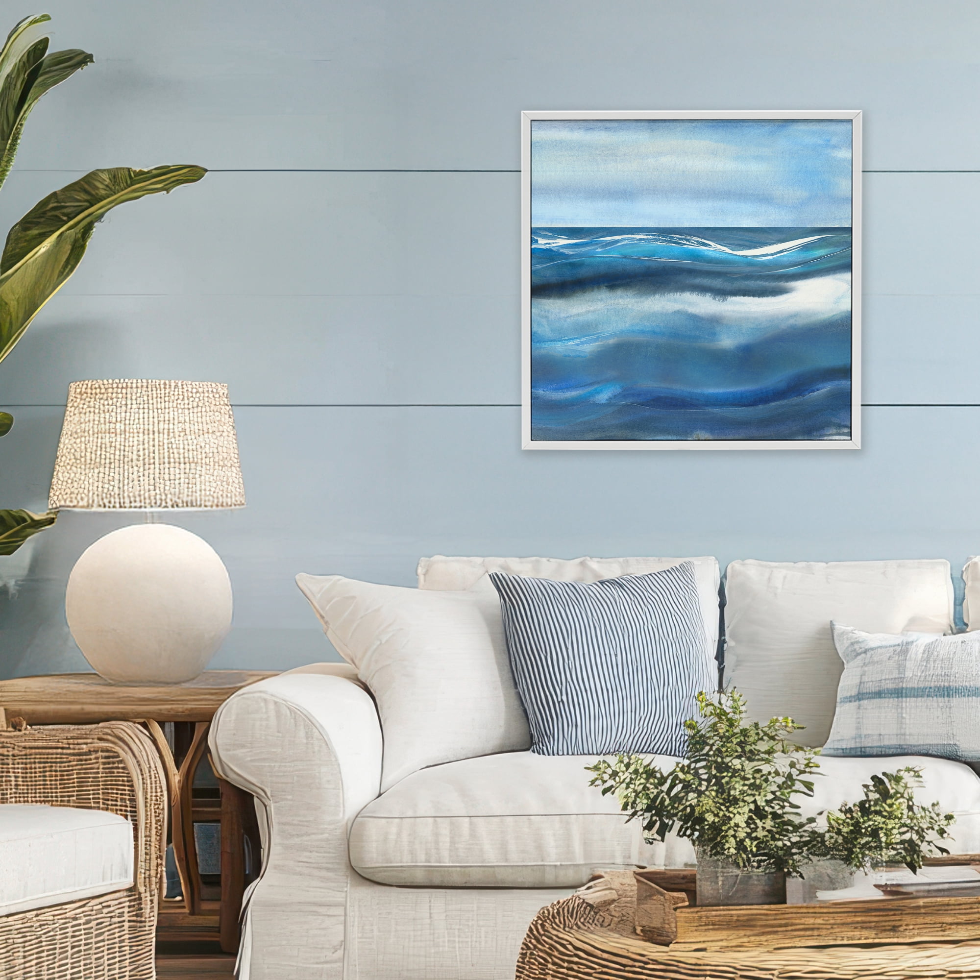 Stupell Industries Calm Expanse of Ocean Waves White Framed Giclee Art, design by Susan Jill