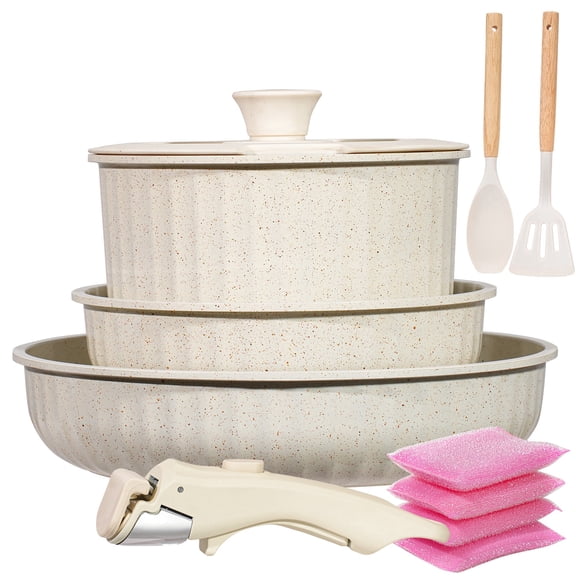 Vivicreate 11-Piece Nonstick Aluminum Pots and Pans Set with Removable ...