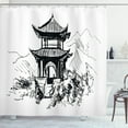 thumbnail image 1 of Ambesonne Vintage China Shower Curtain, Sketch Pavilion, 69"Wx75"L, Black White, 1 of 3