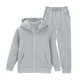 thumbnail image 4 of Chaqueta de invierno de color liso para niños, sudadera larga con capucha y cremallera y pantalones deportivos con lazo en las piernas, conjunto deportivo informal con forro polar para mayor calidez,, 4 of 5