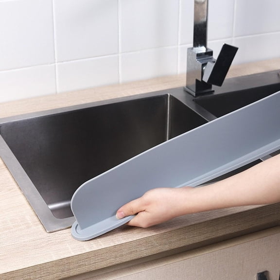 Kitchen Sink Water Splash Guard, Flexible Silicone Barrier, with Non-Slip Base, for Preventing Countertop Messes in Kitchen Sink Areas | Kitchen Sink Accessories