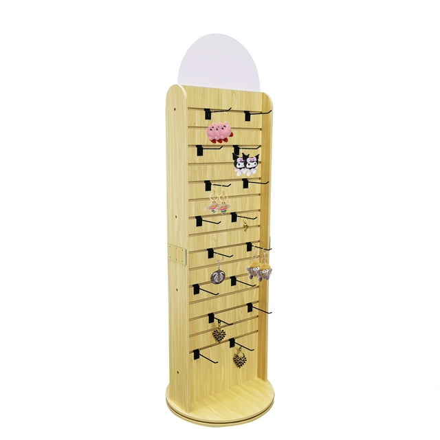 FixtureDisplays® Double Sided Slatwall Rotating Display Wood Floor Standing Rack New Model 10309