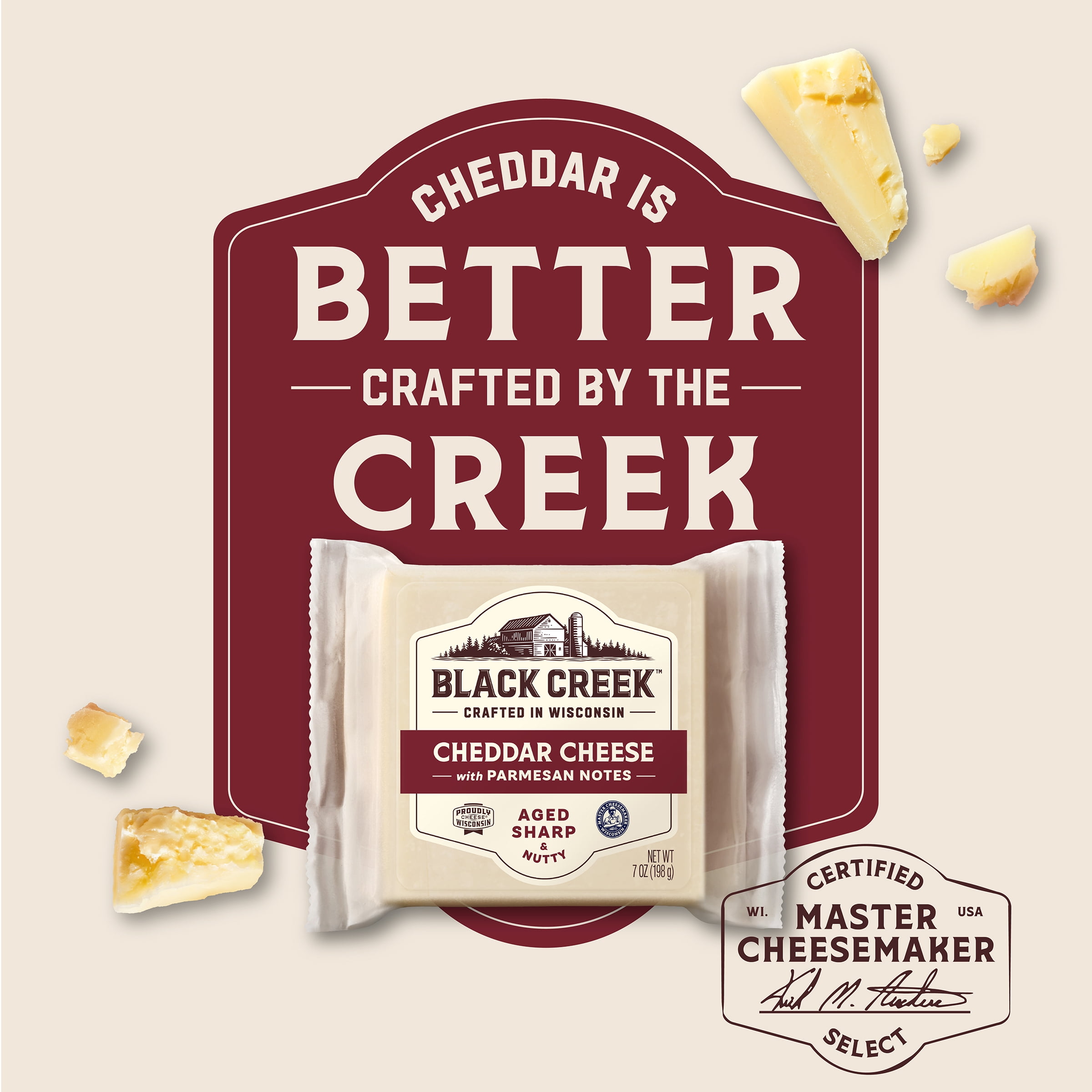 Black Creek® Cheddar Cheese with Parmesan Notes 7 oz Square