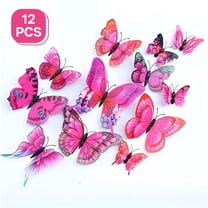 CCOCC 12Pcs Butterfly Wall Decor,3D Double-Layer Butterflies Butterfly Decorations,Vibrant Gradient Cute Wall Decor,PurpleRed