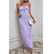thumbnail image 2 of Vestido largo de vacaciones Correa de espagueti Vestido sin mangas Cintura fruncida Sling Vestido floral para primavera Púrpura L, 2 of 8