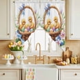 thumbnail image 4 of Easter Basket Chick Swag Valance Curtains Watercolor Yellow Green Eggs Spring Purple Floral Leaf Rod Pocket Swag Curtains Small Window Treatments for Kitchen Bathroom Bedroom 28" W x 36" L, 2 Panels, 4 of 9