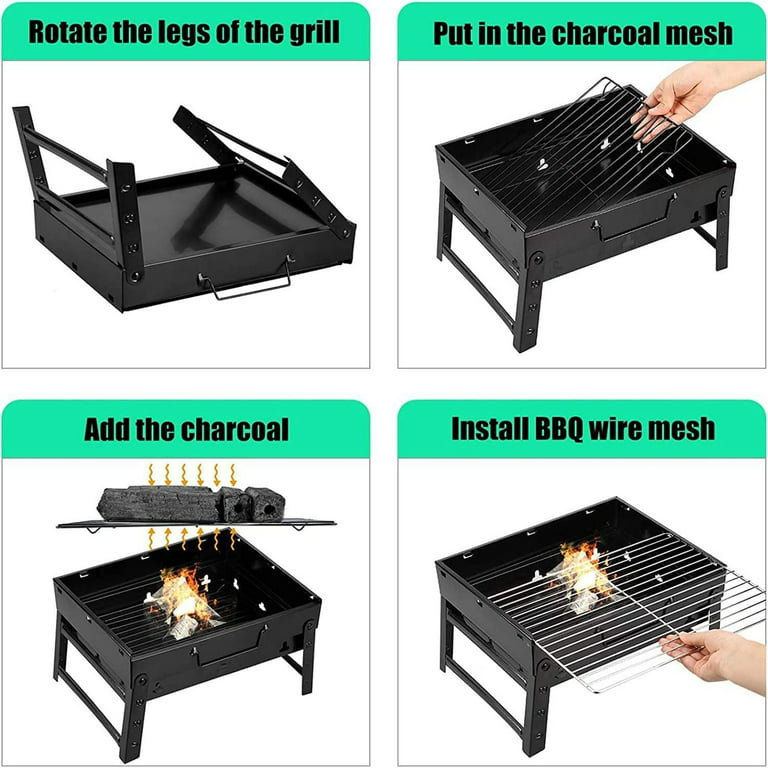 Uten Charcoal Grill, Portable Barbecue Grill Folding BBQ Grill, Small  Outdoor Grill Tools for Camping Picnics Beach Party 