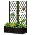 thumbnail image 2 of Tcbosik Garden Bed Planter with Trellis, Outdoor Standing Planter Box with Drainage Holes for Patio Porch Balcony, Brown, 2 of 15