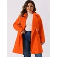 thumbnail image 2 of DARING DIVA Women's Plus Size Turn Down Collar Double Breasted A Line Coat 4X Orange, 2 of 6