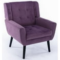 thumbnail image 3 of Modern Accent Chair, Upholstered Button Tufted Armchair, Linen Fabric Sofa Chairs, Ergonomics Accent Chair, Living Room Chair, Bedroom Chair, Home Chair with Black Legs for Bedroom, Lavender Purple, 3 of 7