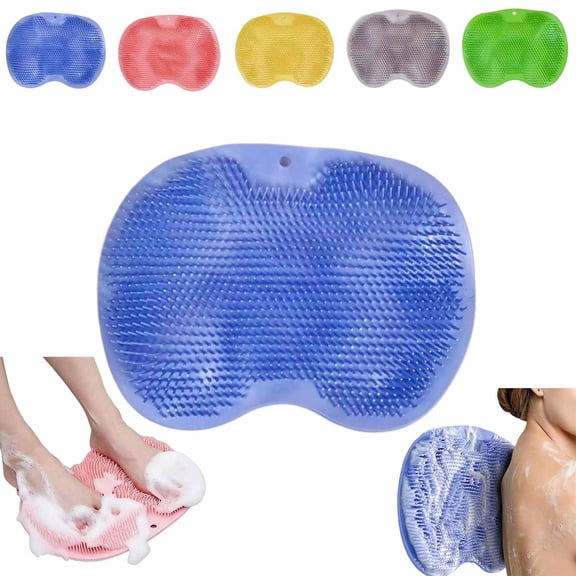 Silicone Shower Foot Scrubber Mat – Non‑Slip Suction Cups Wall Mounted Exfoliating Back Massage Bath Wash Pad for Men Women