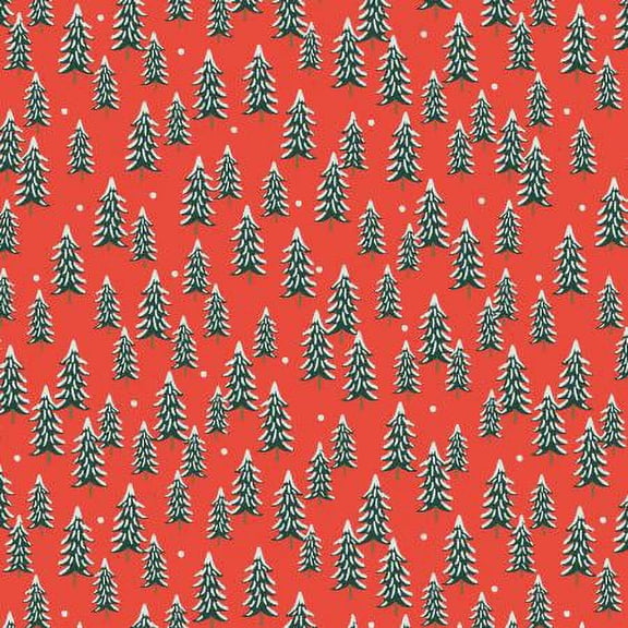 Red Fir Trees holiday fabric - Rifle Paper Holiday Classics quilt cotton Sold by the Quarter Yard