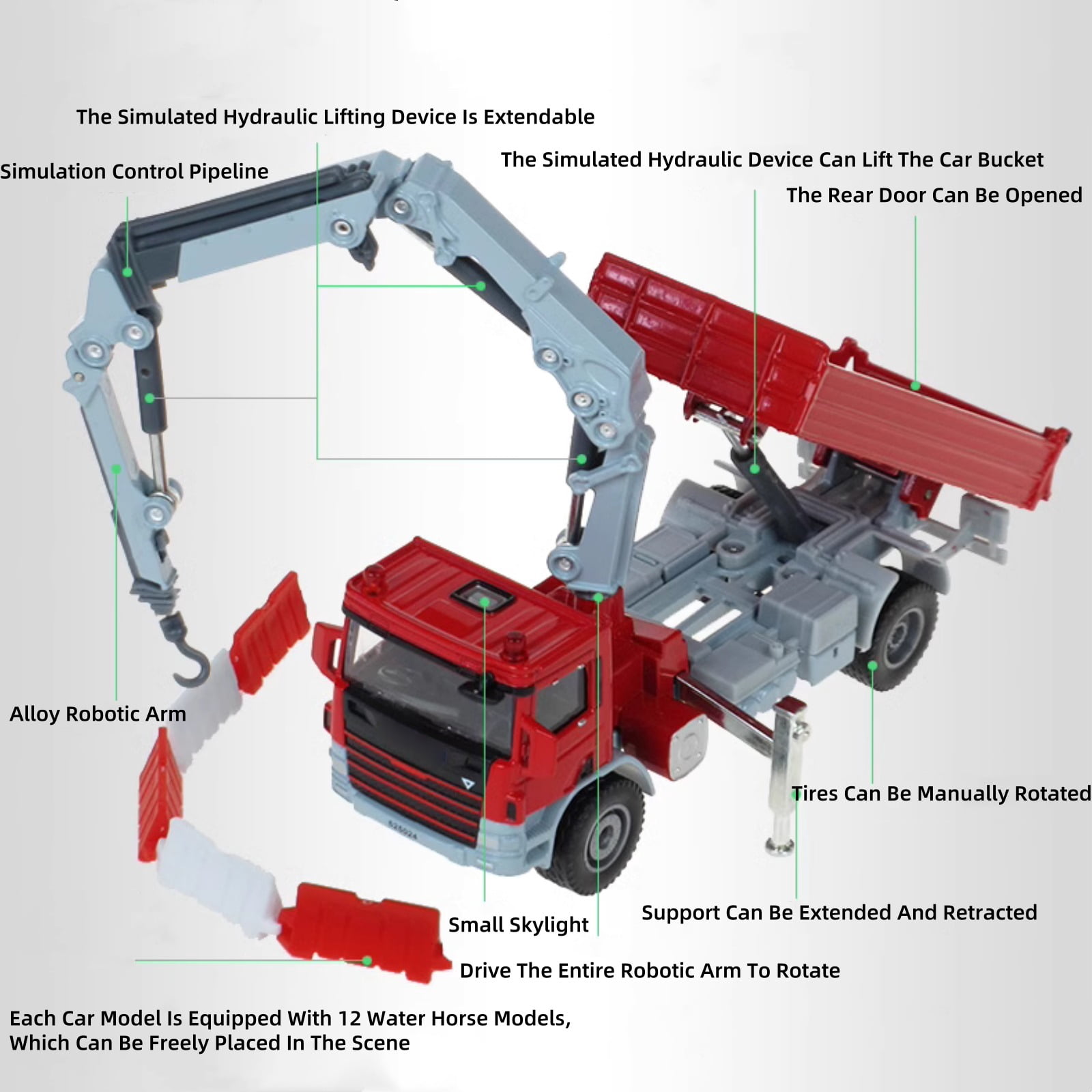 Fine Alloy Crane Truck Model, Strictly Proportional, 1:50 Scale, Excellent for Decorating Home & Special Gifts