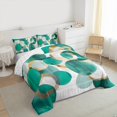 thumbnail image 3 of Manfei Teal Gold Circle Full Size Comforter Sets, Modern Abstract Art Bedding Comforter Set, Geometric Minimalist Bedding Sets, Microfiber Bedroom Decor, Reversible 3 Pieces, 3 of 8
