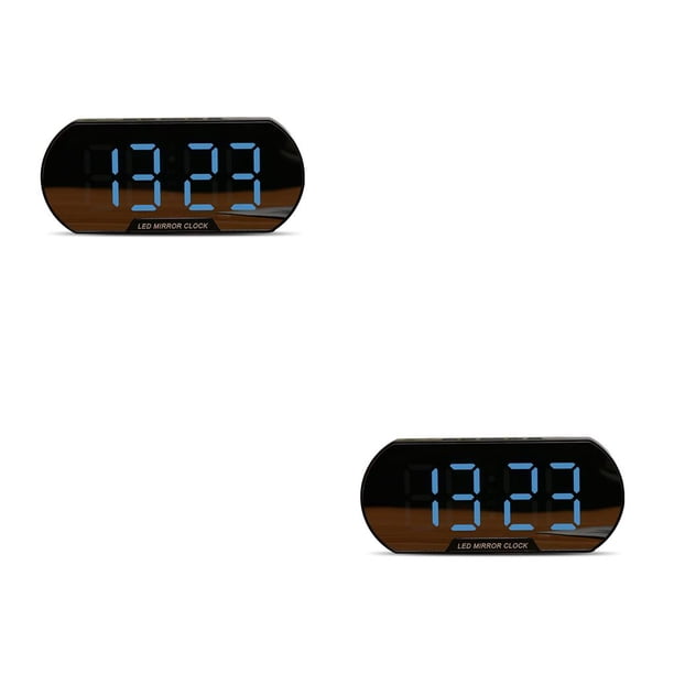 Naiovety Despertador LED Espejo Relojes Electrónico Snooze Hora Fecha USB multifunción con pantalla de temperatura Lámpara de moda Type1 NO1