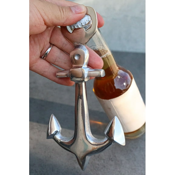 Aluminum Sleek Nautical Port Sailor Ship Trident Anchor Hand Bottle Opener