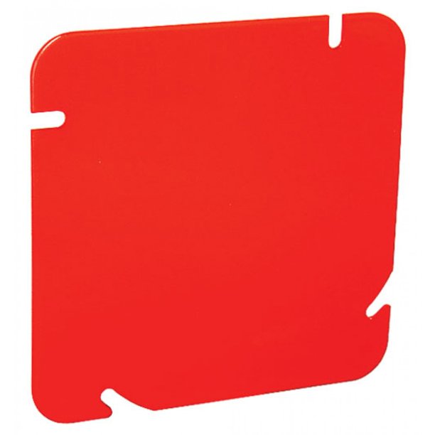 2 Pcs, 4-11/16 Red Blank Box Cover, Flat, Zinc Plated Steel Painted Red ...