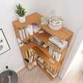 thumbnail image 3 of Leumius 5 Tier Freestanding L-Shaped Corner Bookshelf,Wooden Bookcase with Anti-drop Panel and Anti Tipping Device, Display shelf Open Storage,Dark Oak, 3 of 19