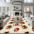 thumbnail image 3 of Large Area Rugs for Living Room Bedroom, Cute Ladybugs 5'x8' Rug Washable Carpet Runner Indoor Outdoor, Spring Botanical Leaves Beige Non Slip Floor Mats Rug for Kitchen, Bathroom, 3 of 8