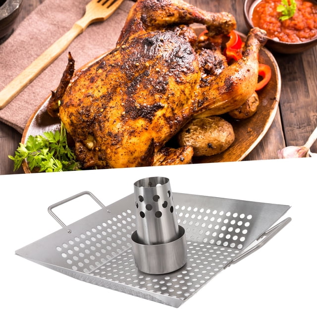Beer Can Chicken Roasting Pan, Beer Can Chicken Holder Stainless Steel Heat Removable For Smoker