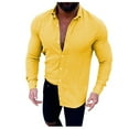 thumbnail image 1 of Mens Lin Bouton Chemises Manches Longues Été Plage Décontractée Regular Fit Chemise Tops, 1 of 7