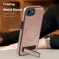thumbnail image 3 of ELEHOLD Leather Case For iPhone 16e Magnetic Shockproof Cover, Mag Safe Compatibl, with Invisible Magnet Kickstand, Rosegold, 3 of 8